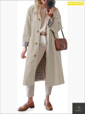 Oversized Trench Coat Classic Chic Windproof Long Coat Minimal Outerwear